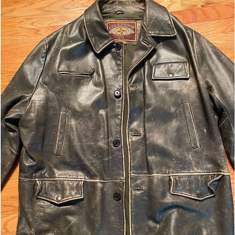 Like new Colebrook & co distressed Heavy Black leather Jacket